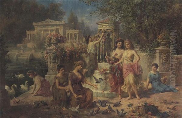 The Feast Of Venus Oil Painting by Emmanuel Oberhauser