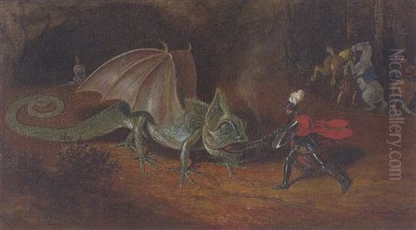 Der Kampf Des Hl. Georg Mit Dem Drachen by Adolf Oberlander