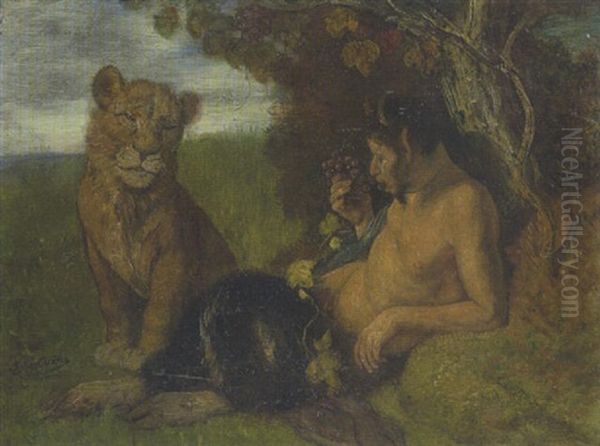 Faun Und Lowin by Adolf Oberlander