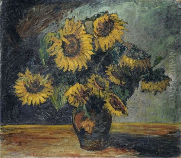 Stilleben Mit Sonnenblumen Oil Painting by Hans-Emil Oberlaender