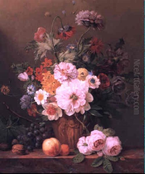 Still Life With Flowers And Fruit by Anthony Oberman