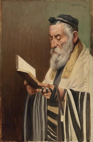 Rabbiner Oil Painting by Franz Obermueller