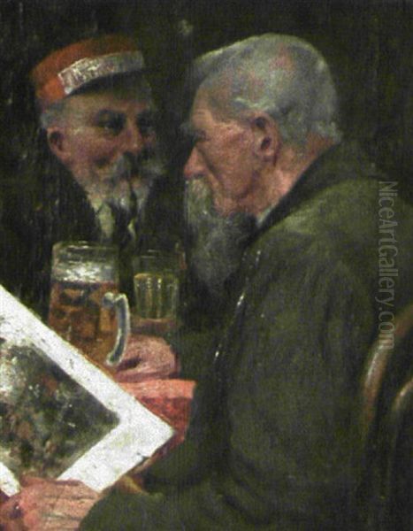 Im Wirtshaus Oil Painting by Franz Obermueller