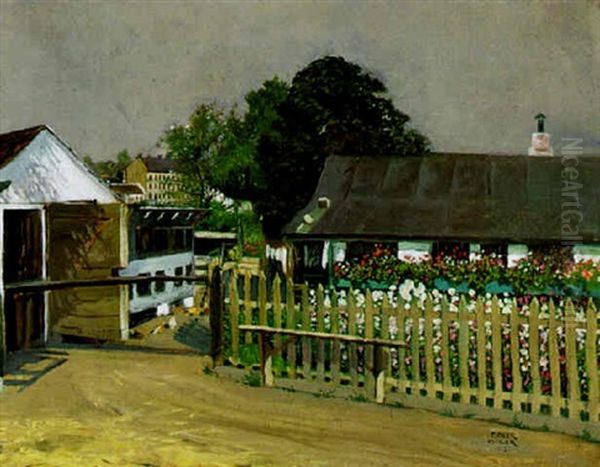 Bauernhaus In Heiligenstadt Oil Painting by Franz Obermueller