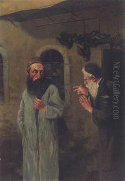 Beim Feilschen Oil Painting by Franz Obermueller