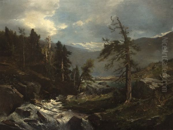 Bernese Oberland Oil Painting by Adolf Obermuellner