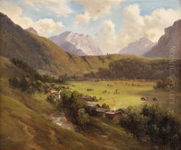 Hochplateau In Den Schweizer Alpen Oil Painting by Adolf Obermuellner