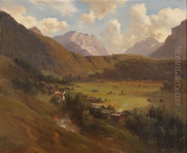 Landschaft Im Salzkammergut Oil Painting by Adolf Obermuellner