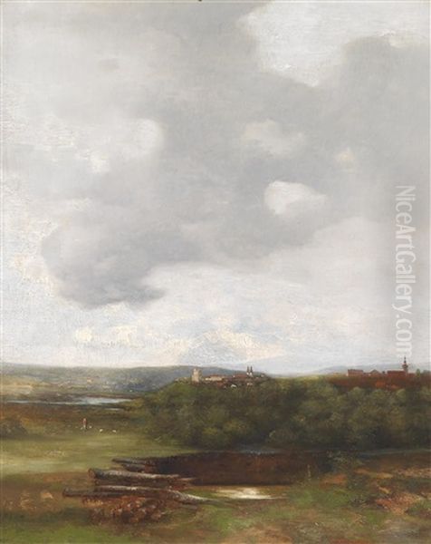 Blick Auf Stift Kremsmunster Von Kirchberg Aus Gesehen Oil Painting by Adolf Obermuellner