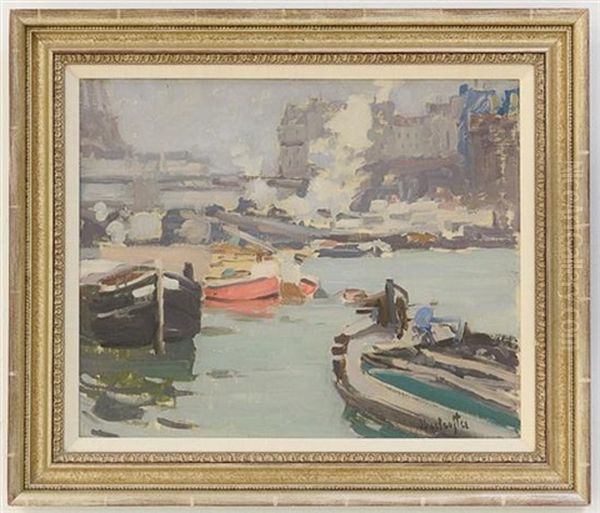 Along The Seine Oil Painting by George Oberteuffer