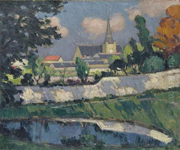 Eglise De Marcon, Sartre Oil Painting by George Oberteuffer