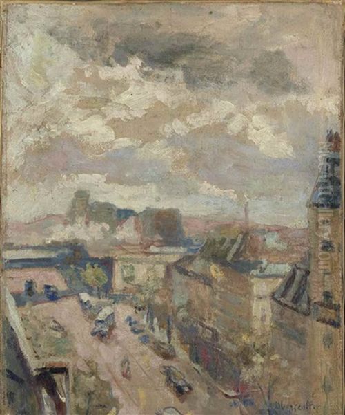 Scene De Rue Oil Painting by George Oberteuffer