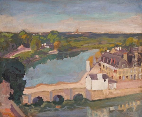 Saint-goustan, Vieux Pont Oil Painting by George Oberteuffer