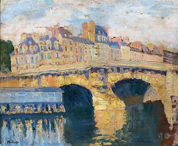 Vue Du Pont-neuf Oil Painting by George Oberteuffer