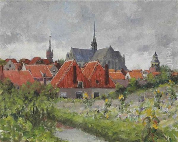 View Of Leiden, The Netherlands Oil Painting by George Oberteuffer