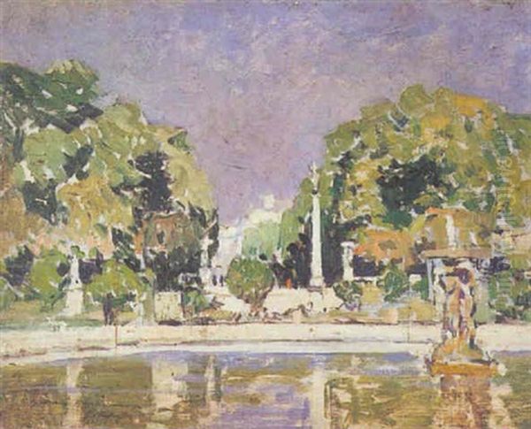 Paris, Le Bassin Des Tuileries Oil Painting by George Oberteuffer