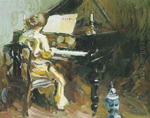 Woman At The Piano by George Oberteuffer