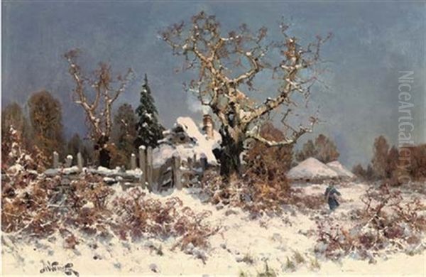 First Snow Oil Painting by Nikolai Obolensky