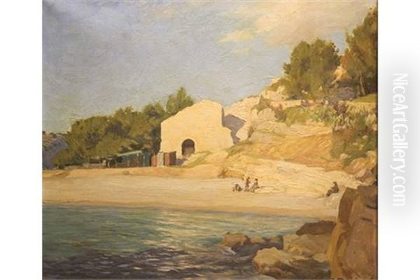 Beach Near Cassis Oil Painting by Dermod O'Brien