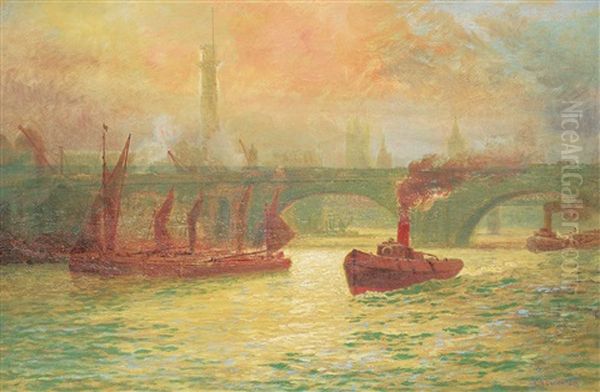 On The Thames Oil Painting by Lucius Richard O'Brien