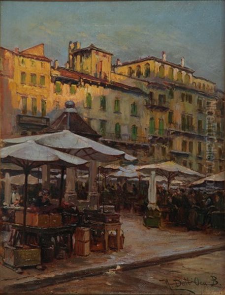 Il Mercato Delle Erbe Oil Painting by Angelo dall' Oca Bianca