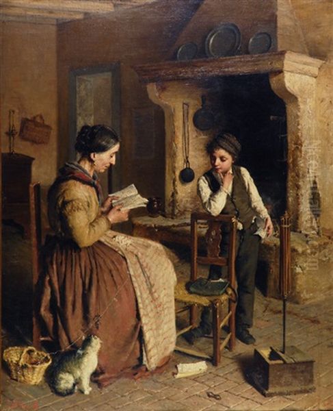 Le Novelle Della Nonna Oil Painting by Angelo dall' Oca Bianca