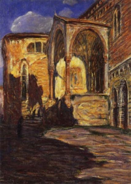 Verona, Il Protiro Di San Fermo Oil Painting by Angelo dall' Oca Bianca