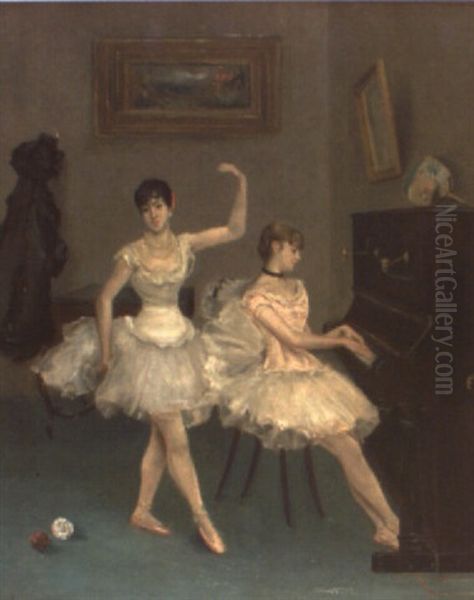 La Leccion De Baile Oil Painting by Raphael De Ochoa y Madrazo