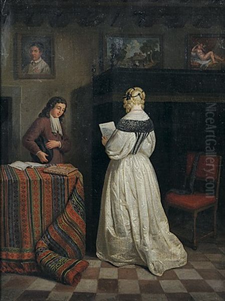 Der Uberbrachte Brief Oil Painting by Jacob Ochtervelt