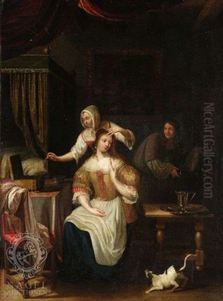 Dame Bei Der Toilette Oil Painting by Jacob Ochtervelt