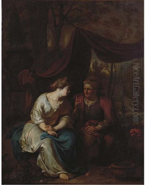 Vertumnus And Pomona Oil Painting by Jacob Ochtervelt