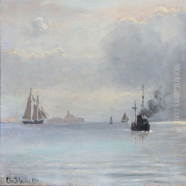 Seascape Oil Painting by Christian Vigilius Blache