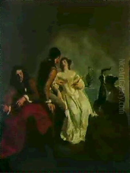 Two Musicians Playing To An Amorous Couple Oil Painting by Jacob Ochtervelt