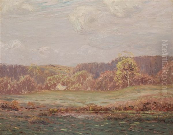 Country Landscape Oil Painting by Leonard Ochtman