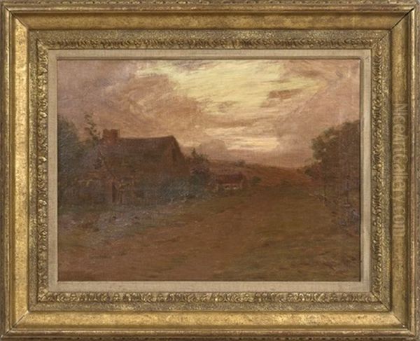 Sunset Landscape With A Country Road Oil Painting by Leonard Ochtman