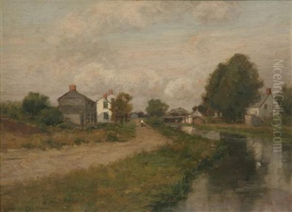 On The Morris & Essex Canal Oil Painting by Leonard Ochtman