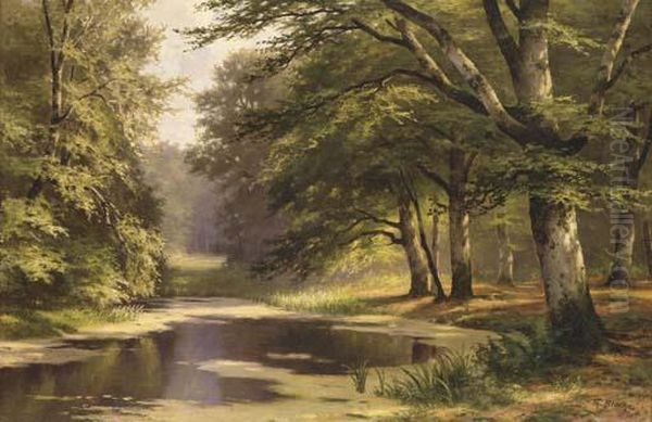 Forest Scene Oil Painting by Theodor Blache