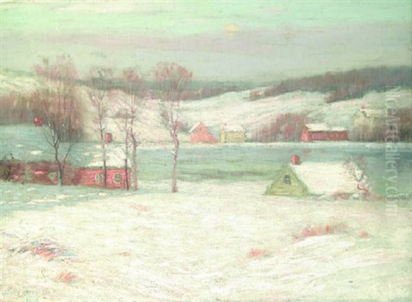 Winter Afternoon Oil Painting by Leonard Ochtman