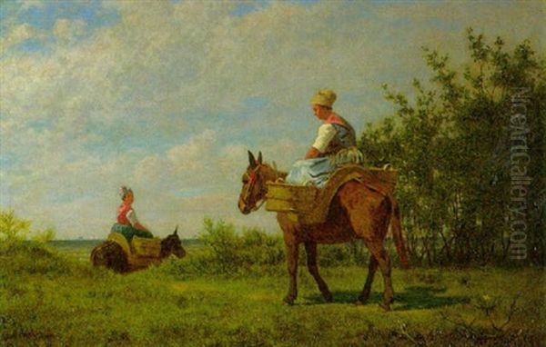 Normanninnen Von Der Feldarbeit Heimkehrend Oil Painting by Eduard Ockel