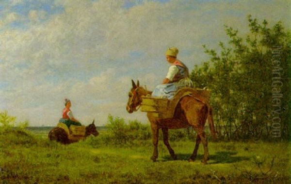 Normanninnen Von Der Feldarbeit Heimkehrend Oil Painting by Eduard Ockel