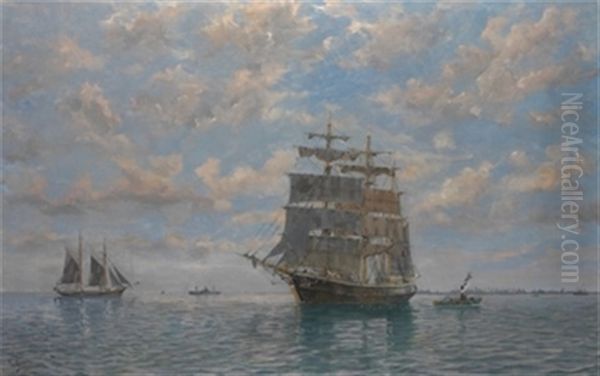 Marina Con Barcos Oil Painting by Emilio Ocon