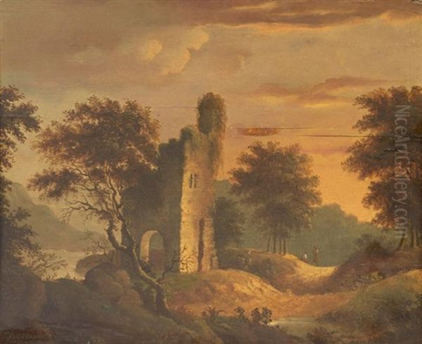 Paysage Aux Ruines Oil Painting by James Arthur O'Connor