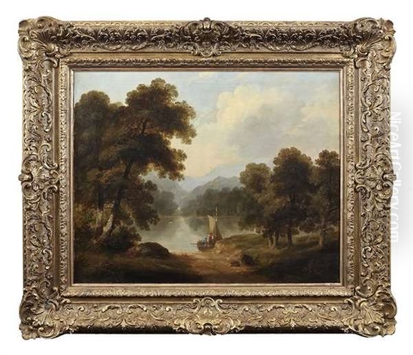 Landscape With Figures In A Boat Oil Painting by James Arthur O'Connor