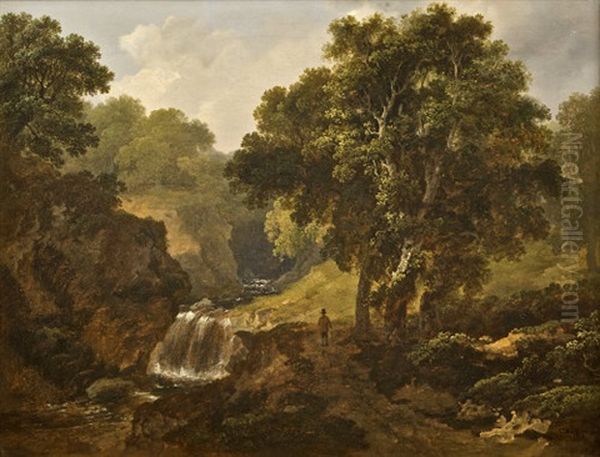 View On River Dargle, Co. Wicklow Oil Painting by James Arthur O'Connor