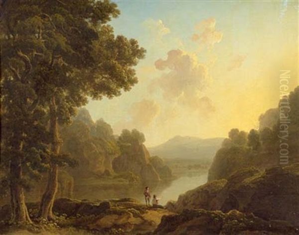 Flusslandschaft Mit Zwei Figuren Oil Painting by James Arthur O'Connor