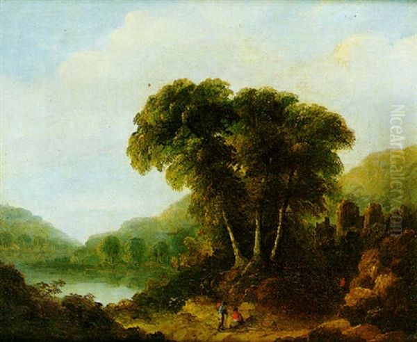 Landscape With A View Of A Lake And Ruins Oil Painting by James Arthur O'Connor