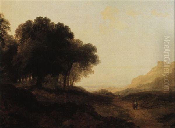 Landscape With Figures On A Path Oil Painting by James Arthur O'Connor