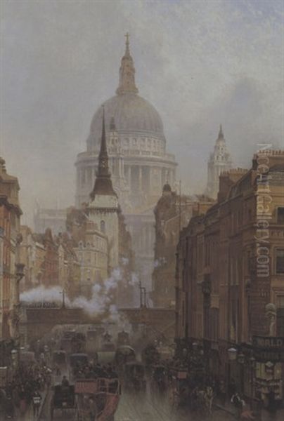 Ludgate; Evening Oil Painting by John O'Connor