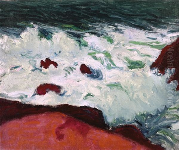 Blue Sea And Red Rocks, Brittany Oil Painting by Roderic O'Conor