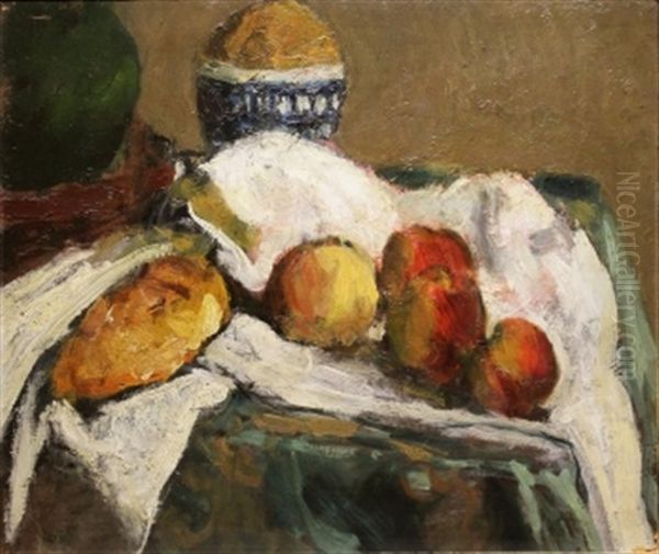 Still Life With Apples On A White Cloth Oil Painting by Roderic O'Conor